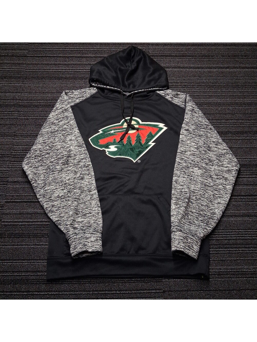 Minnesota Wild Badger Sport Hoodie Adult Small Black Gray Pullover NHL Hockey